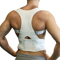 AFT-Aofit B002 Adjustable Shoulder Back Support Belt and Back Brace Improves Posture - Unisex (L, White)