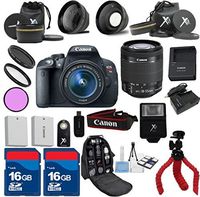 Canon T5i Camera Body with 18-55mm IS STM Lens Bundle with Deluxe Backpack + 3pc Filter Kit + Wide Angle + Telephoto + 2pcs 16GB Memory Cards + 24pc Accessory Kit - International Version