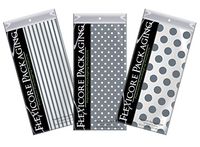 Flexicore Packaging | Pin Stripe & Polka Dot Gift Wrap Tissue Paper | Size: 15 Inch X 20 Inch | Count: 30 Sheets | Color: Gray | DIY Craft, Art, Wrapping, Decorations
