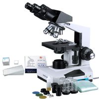 1600x Professional Biological Microscope + 50 Slides + 100 Coverslips