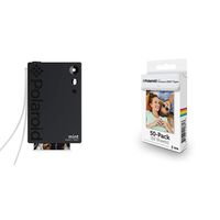 Polaroid Mint Instant Camera with Zink Zero Ink Printing Technology (Black) with Polaroid 2x3ʺ Premium Zink Zero Photo Paper 50-Pack