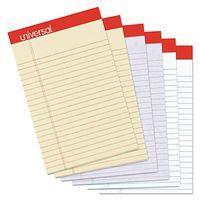 Universal 35895 Colored Perforated Writing Pads, Narrow Rule, 5x8, Assorted Colors, 50 Sheets, 6/PK