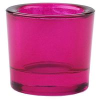 Bluecorn Beeswax Heavy Glass Votive and Tea Light Candle Holders (12, Fuchsia)