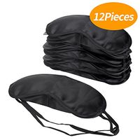 Senkary 12 Pack Blindfolds Sleep Mask Eye Mask Satin Fabric Sleeping Eye Shades Bulk with Nose Pad for Women Men, Black