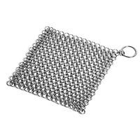 Cast Iron Cleaner, Stainless Steel Chainmail Scrubber for Cast Iron Pan Pre-Seasoned Pan Dutch Ovens Waffle Iron Pans Scraper Cast Iron Cleaner Kit Grill Scraper Skillet Scraper (7x7 inch Square)