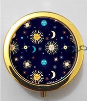 BlackKey Sun and Moon Space Nebula Pattern 3-Compartment Decorative Pocket Gift Box Case Organizer for Pill, Color 2 -974