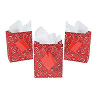 SMALL RED BANDANA GIFT BAG - Party Supplies - 12 Pieces