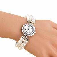 AmyDong Pearl Fashion Student Beautiful Watch Womens Classic Gold Quartz Stainless Steel Wrist Watch Bracelet (White)