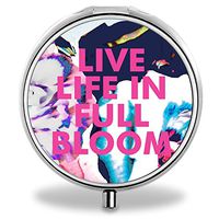 Quote Pill Case, Round Stainless Drug Organizer Container Medicine Cover for Pocket Daily&Weekly