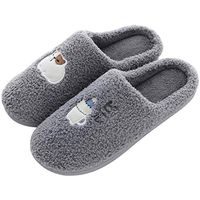 Dainzuy Women's Cute Animal Slippers Warm Memory Foam Cotton Home Slippers Soft Fleece Plush House Slippers Gray