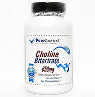 Choline Bitartrate 650mg // 200 Capsules // Pure // by PureControl Supplements