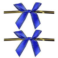 LEFV Twist Tie Bows, 250pcs Ribbon Bowknot for Bakery Cookies Candies Dessert Popcorn Wedding Party Favors Cello Bag Wraping, Blue