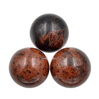 AD Beads Natural Gemstone Harmony Round Ball Crystal Healing Sphere Massage Rock 20~50mm (28 Mahogany Obsidian, 30mm)