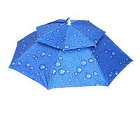 HNTDG Multicolor Outdoor Foldable Double Umbrella Hat Sun Protection Rain Cap Camping Fishing Blue