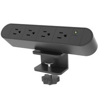 Desk Clamp Power Strip,Desktop Edge Power,4-Outlet Electrical Surge Protector,Aluminum Alloy Fireproof Power Strip,Removable Desktop Mount Multi-Outlets for Home Office Reading