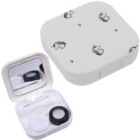 Portable Contact Lens Case Box Travel Kit Mirror + Bottle + Tweezers Container Holder [ Rainbow Unicorns ]