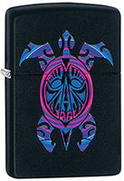 Polynesian Tribal Turtle Tattoo Art Black Matte Zippo Lighter