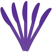 JAM PAPER Premium Utensils Party Pack - Plastic Knives - Violet Purple - 48 Disposable Knives/Pack