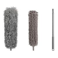 Microfiber Duster for Cleaning, PrettyDate 100 Inches Telescopic Washable Detachable Chenille Dusting Brush with Bendable Head Extension Pole for Cleaning Ceiling Fan, Cobweb, Keyboard, Furniture
