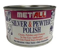 Met-all Silver sterlin Pewter Polish Instantly Shines, Cleans, Polishes Silverwares, Trophies, Antiques, Cutlery, Trays, Flatware, Decoratives, Collectibles 16oz + Grace-I-AM XL Mircofiber Cloth