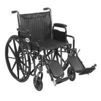 Drive Medical Silver Sport 2 Wheelchair with Various Arms Styles and Front Rigging Options, Black, 20 Inch