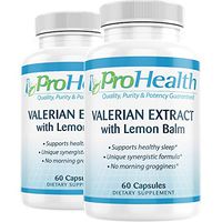 ProHealth Valerian Extract + Lemon Balm 2-Pack (60 Capsules per Bottle) 160 mg Valerian + 80 mg Lemon Balm | Relaxation & Sleep Support | No Morning Grogginess | Stress & Anxiety Relief | Vegan