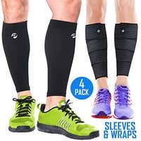 Calf Compression Sleeves and Leg Wraps (4 Piece) Shin Splint Support, Calve Guards for Men and Women - Braces Provide Healthy Circulation Pain Relief for Running, Basketball, Cycling, Maternity (S/M)