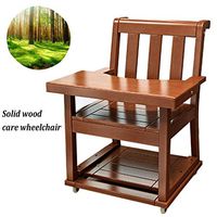 Yjyly Wheelchair Wooden Movable Portable Wheelchair Portable Solid Wood Color Cart for Elderly Care/Disabled Heart-Assisted Flight Attendant Wheelchair Can Bear 200kg Lightweight propelled