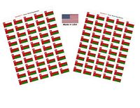 Made in USA! 100 Country Flag 1.5" x 1" Self Adhesive World Flag Scrapbook Stickers, Two Sheets of 50, 100 International Sticker Decal Flags Total (Oman)