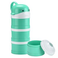 Burabi Baby Formula Dispenser Milk Powder Snack Containers Stackable Portable for Travel, 3 Compartments Cyan