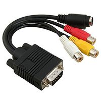 2 Pcs VGA 15-pin Male to S-Video 4-Pin / 3 RCA Adapter Cable For PC Laptop