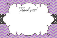 30 Blank Thank You Cards Purple Grey Chevron Polka Dots Design Baby Shower Birthday Engagement Party + 30 White Envelopes