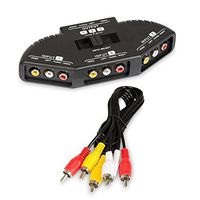 Generic 3 Way Audio Video RCA Switch Selector Splitter Box AV Patch Cable for Connecting 3 RCA Output Devices to TV