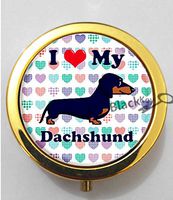 BlackKey Animal Dog Dachshund Puppy Wiener Dog 3-Compartment Decorative Pocket Gift Box Case Organizer for Pill, Color 2 -252