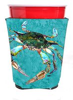 Caroline's Treasures 8657RSC Crab on teal Red Solo Cup Beverage Insulator Hugger, Red Solo Cup, multicolor
