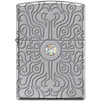 Zippo Ornate Deep Carved Heavy Walled Armor with Large Swarovski Crystal Lighter