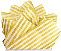 UNIQOOO 60 Sheets Metallic Gold & White Stripe Gift Tissue Paper Bulk,Recyclable,for Gift Bags,Gift Wrapping,Crafts,Birthday Party Favor Decor,Fringes,Shredded Fill,Piñata,Confetti 20x26 Inch