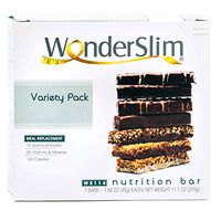 WonderSlim Meal Replacement Protein Bar - Low Carb Nutrition Bar for Women & Men - Variety Pack - High Fiber, Keto Friendly, Weight Loss Diet Snack Bar (7ct)
