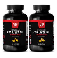 Norwegian COD Liver Oil with Vitamins A & D3/EPA & DHA - Increase Stamina - 2 Bottles 500 Softgels