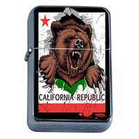 California Bear Flip Top Oil Lighter D1 State Animal Bear Flag California Republic Cali