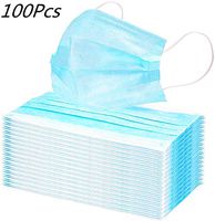 GAK 100 PCS Filter 3-Ply Disposable Face Mask Personal Protection Dust-Proof Anti Spittle Eye Mask for Earloop