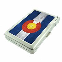 Perfection In Style Metal Cigarette Case with Built in Lighter Colorado Flag Design 001