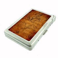 Perfection In Style Metal Cigarette Case with Built in Lighter Vintage World Maps Design 009