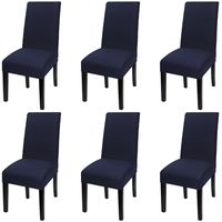Fuloon 6 Pack Super Fit Stretch Removable Washable Short Dining Chair Protector Cover Seat Slipcover for Hotel,Dining Room,Ceremony,Banquet Wedding Party (Deep Blue)