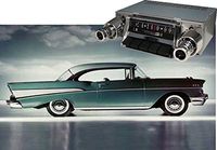 Custom Autosound Stereo compatible with 1957 Chevy Bel Air, Nomad, One Fifty, Two Ten, 300 watt Slidebar AM FM Car Stereo/Radio