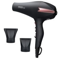 Professional Ionic Salon Hair Dryer, Powerful 2200 watt Ceramic Tourmaline Blow Dryer, Pro Ion quiet Hairdryer with 2 Concentrator Nozzle Attachments - Best Soft Touch Body/Black& Rose Gold