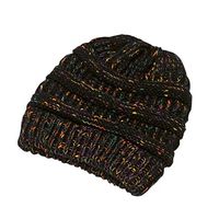 Theoylos Women's Cable Knit Beanie Thick Soft Warm Chunky Beanie Hats Winter Ski Cap Black