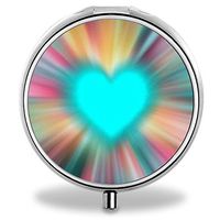 Heart-Shaped Pill Case, Round Stainless Drug Organizer Container Medicine Cover for Pocket Daily&Weekly