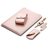 ELEOPTION Portable 4 in 1 Business Macbook Laptop Sleeve, Waterproof Soft Leather Macbook Sleeve With Mouse Bag & Charger Case (MacBook Pro 15.4 inch, Rose Gold)