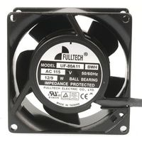 Fulltech Electric UF80A11BWH-R AC Tubeaxial Fan, 120V, 30 CFM, 38 mm H x 80 mm L x 80 mm W